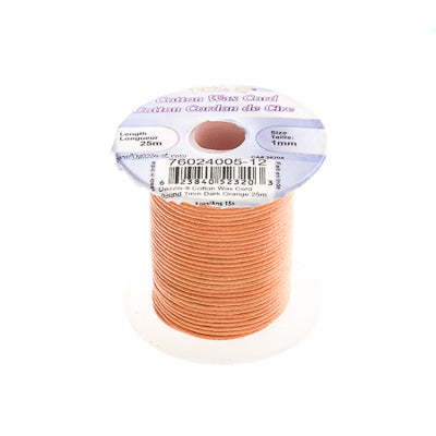 1 mm - Cordon de coton ciré · Couleurs variées · 25 m