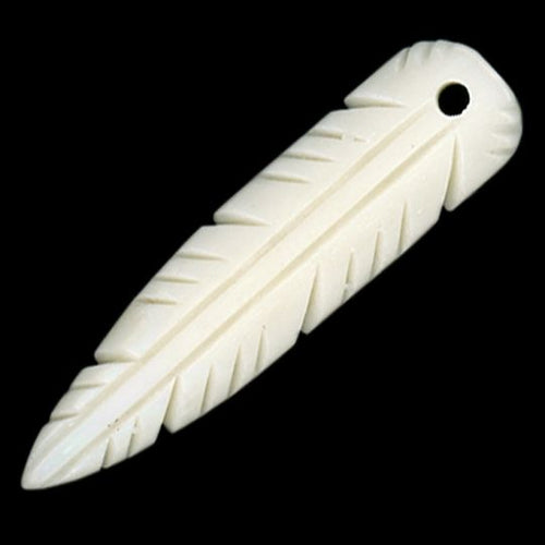 30mm - Feather Pendant White Bone 