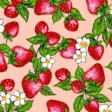 Fraises des bois CAJ0008 - Corail Tissu 100% coton designer