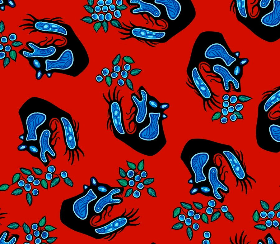 Blueberry Bear CJH0004 - Red 100% Cotton Designer