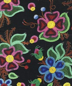 Les fleurs perlées de Muskwa CBFLB02 - Noir Tissu 100% coton designer