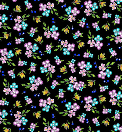 Abenaki Flower JD0006D - Black 100% Cotton Designer