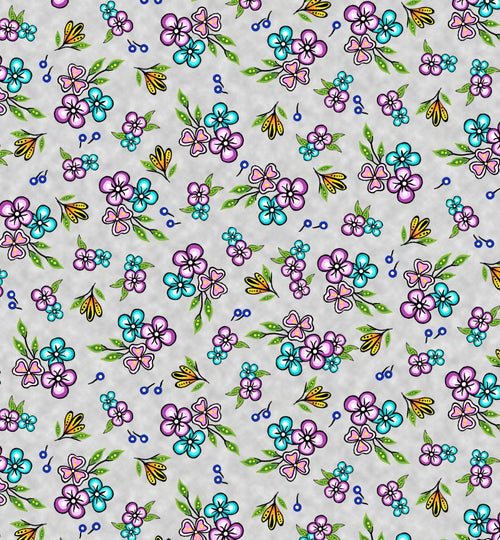 Abenaki Flower JS0006D - Grey 100% Cotton Designer