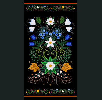 Spring Majesty Panel 35001 - Black 100% Cotton Designer - 24in