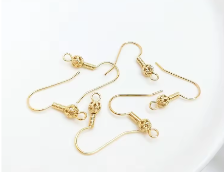Earrings hook with filigree bead 14k gold-plated – 20 pcs
