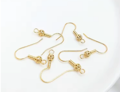 Earrings hook with filigree bead 14k gold-plated – 20 pcs