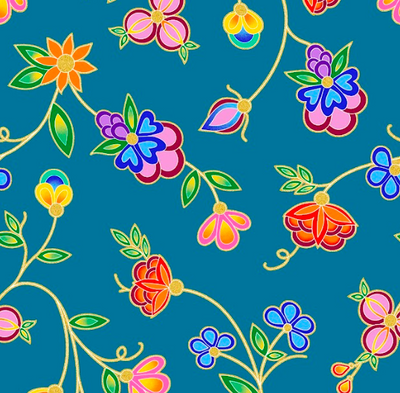 Blooms TM0005M - Teal 100% Cotton Designer