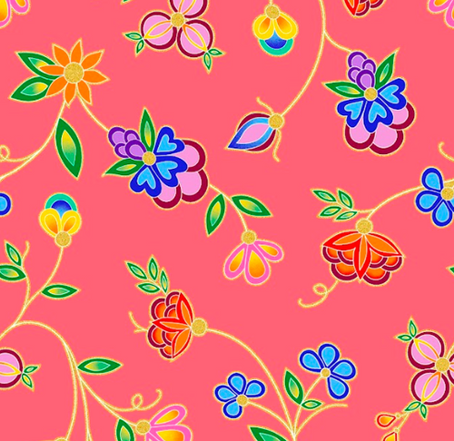 Floraison TM0005M - Saumon Tissu 100% coton designer