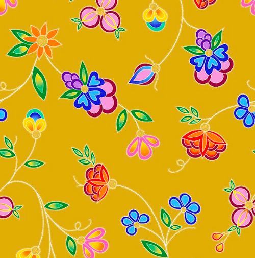 Floraison TM0005M - Moutarde Tissu 100% coton designer