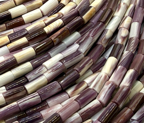 4x8mm - Perles en coquillage Wampum Quahog  AAA • 16po