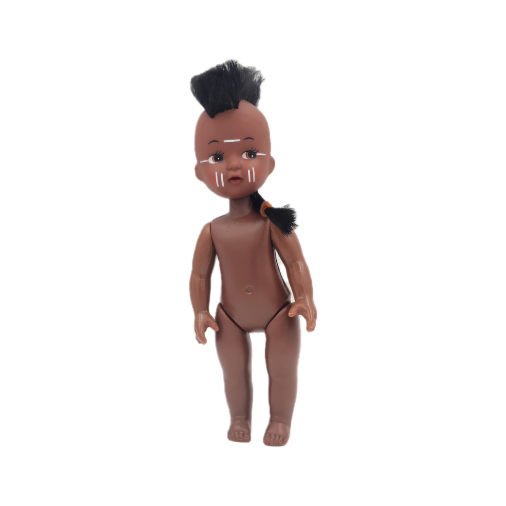 7 in - Native doll with mohawk and braid / MK961