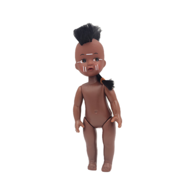 7 in - Native doll with mohawk and braid / MK961