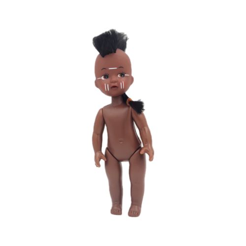 7 in - Native doll with mohawk and braid / MK961