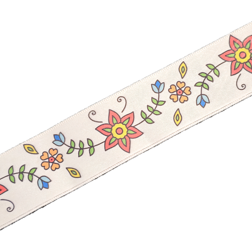 38 mm - Ruban Satin Simple Face Fleurs des Bois / 100% Polyester