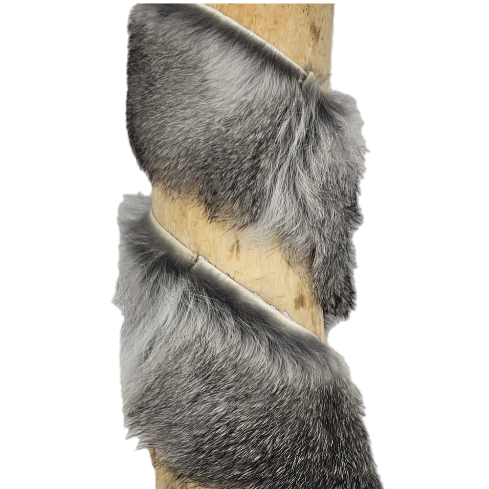 Gray Rabbit Fur Strips · 2 in