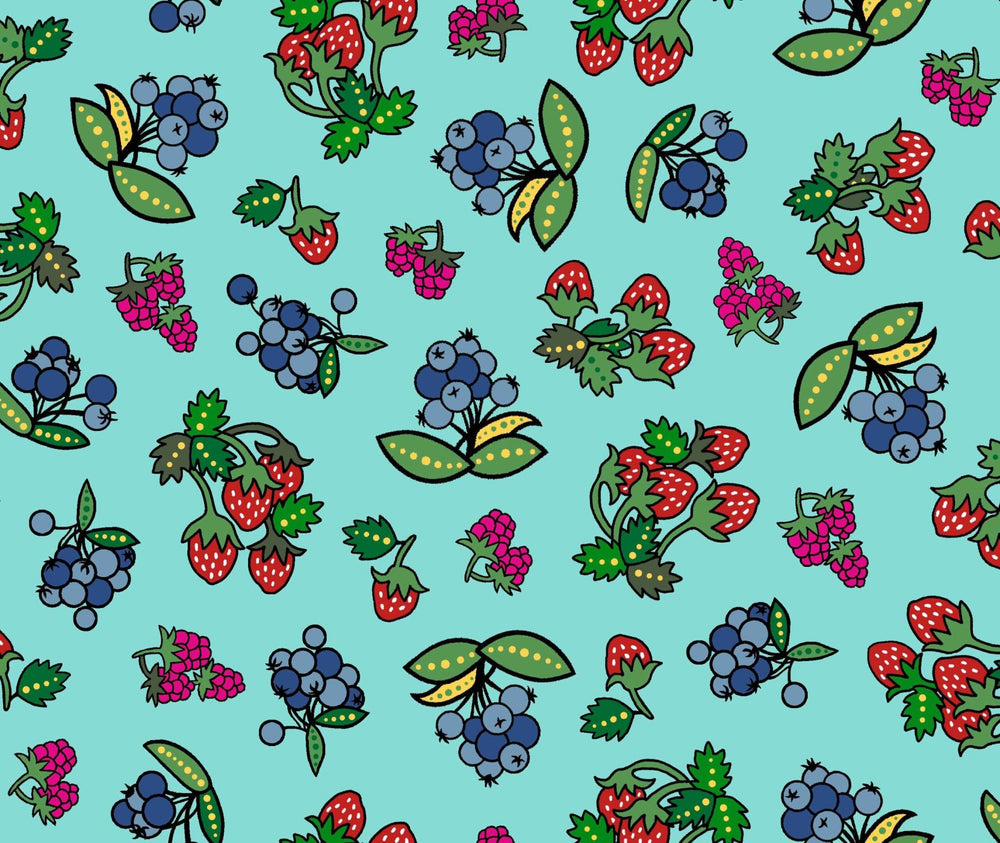 Baies de l'arbre de vie DTS003 - Menthe Tissu 100% coton designer