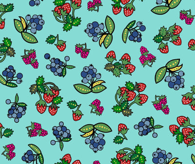 Baies de l'arbre de vie DTS003 - Menthe Tissu 100% coton designer