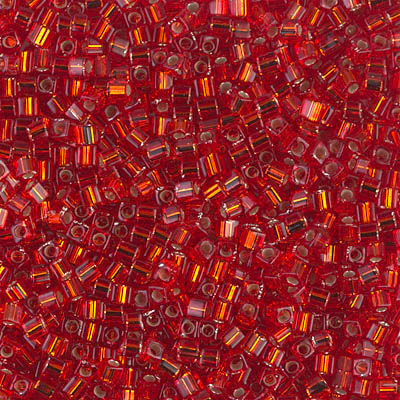 Miyuki Cube 1.8 mm - SQB0010 Rouge-orange cœur argenté