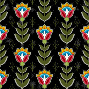 Fleurs sauvages Ojibway SG0008 - Noir Tissu 100% coton designer