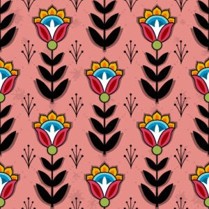 Ojibwe Wildflowers SG0008 - Coral 100% Cotton Designer