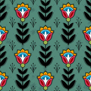 Fleurs sauvages Ojibway SG0008 - Vert forêt Tissu 100% coton designer