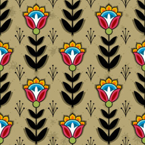 Ojibwe Wildflowers SG0008 - Khaki 100% Cotton Designer