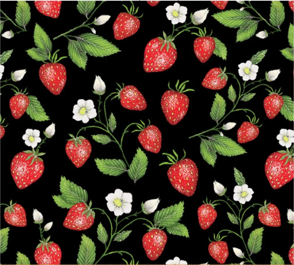 Fraises 53313 - Noir Tissu 100% coton designer