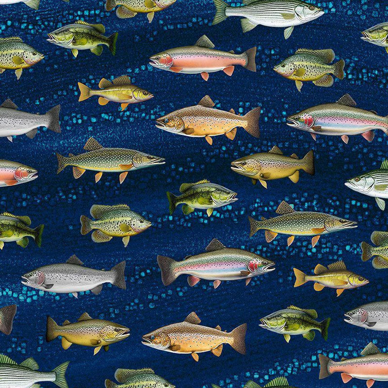 Cabine de pêche GMCD2640 - Bleu Tissu 100% coton designer