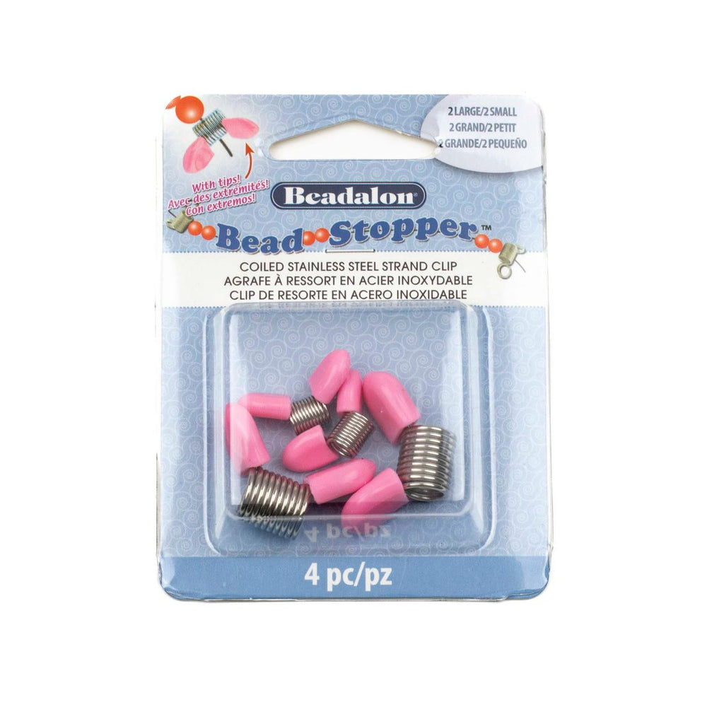 Bead Stopper Strand Clip Stainless Steel - 2 Small, 2 Large