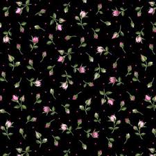 Mini boutons de rose 30193 - Noir Tissu 100% coton designer