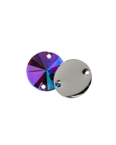 16mm - Cabochon en résine rond fini métallique - 2pcs