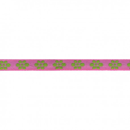 Woven Flower Woven Trim - Fuchsia/Green