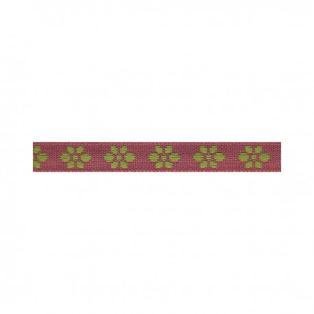 Woven Flower Woven Trim - Raspberry/Chartreuse