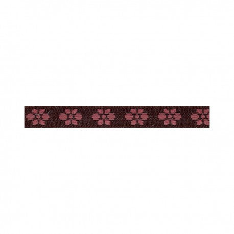 Woven Flower Woven Trim - Dark brown/pink