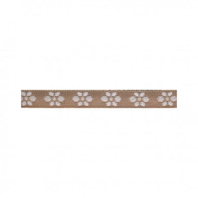 Woven Flower Woven Trim - Taupe/White