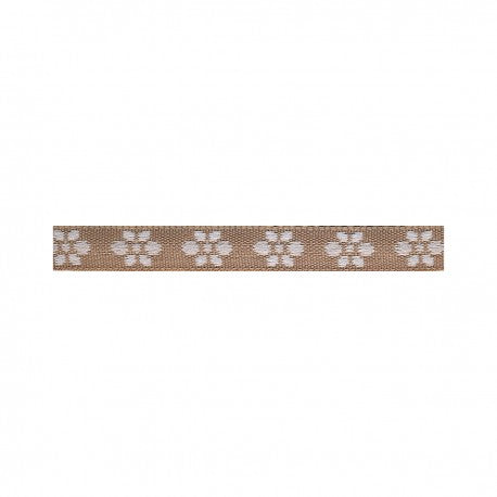 Woven Flower Woven Trim - Taupe/White