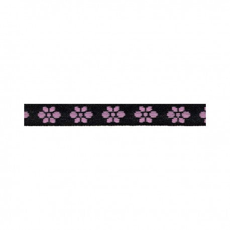 Woven Flower Woven Trim - Black/lilac