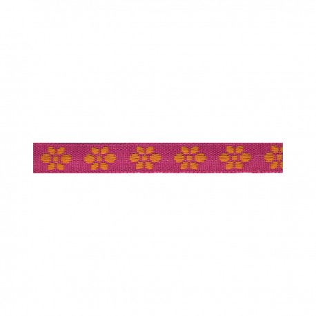 Woven Flower Woven Trim - Fuchsia/orange