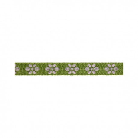 Woven Flower Woven Trim - Anise/white green