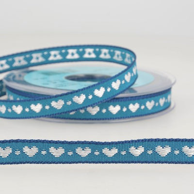 Heart Jacquard Woven Trim - Royal blue