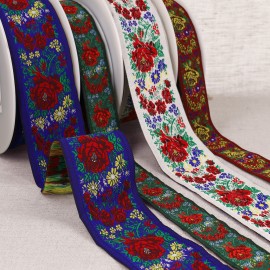 33mm - Floral Jacquard Ribbon - Sold by yard