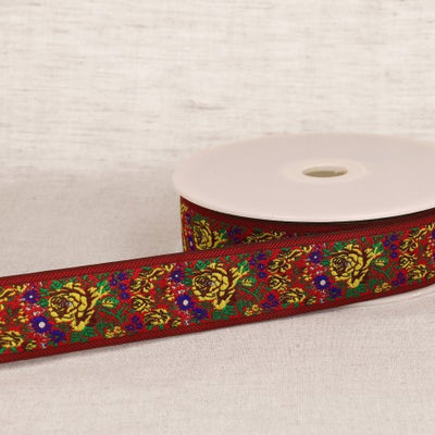 33mm - Floral Jacquard Ribbon - Sold by yard