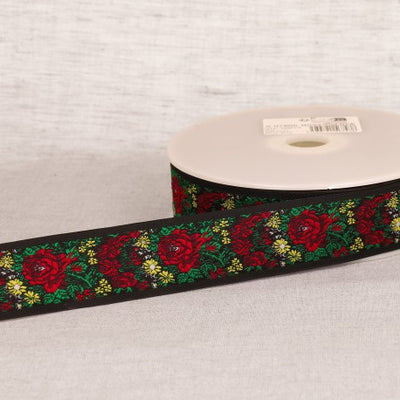 33mm - Floral Jacquard Ribbon - Sold by yard