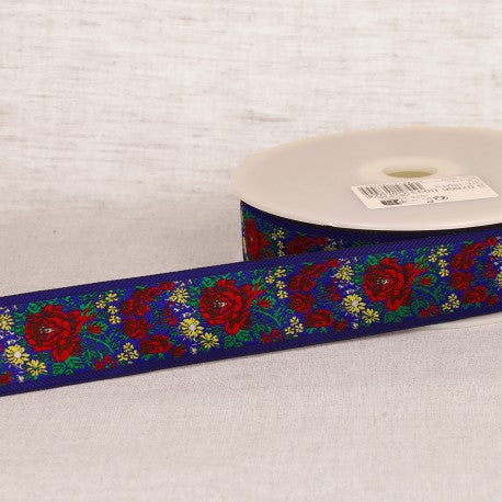 33mm - Floral Jacquard Ribbon - Sold by yard