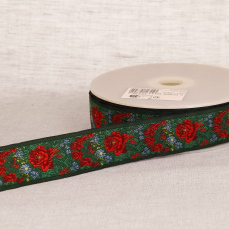 33mm - Floral Jacquard Ribbon - Sold by yard
