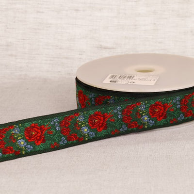 33mm - Floral Jacquard Ribbon - Sold by yard
