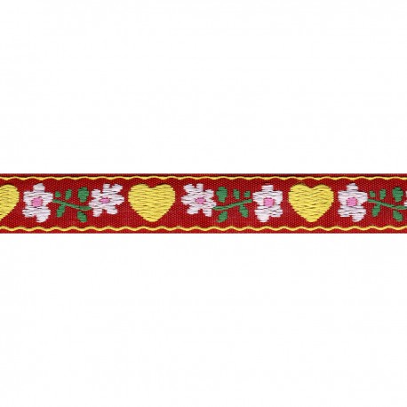 Heart Jacquard Woven Trim - Red