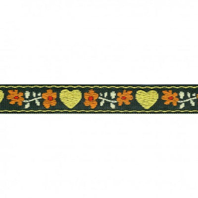 Heart Jacquard Woven Trim - Green bottle