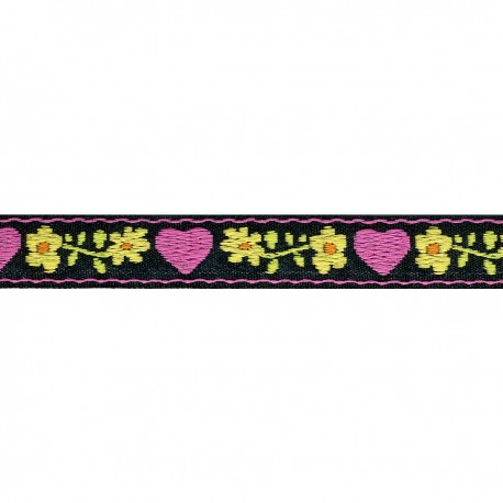 Heart Jacquard Woven Trim - Black