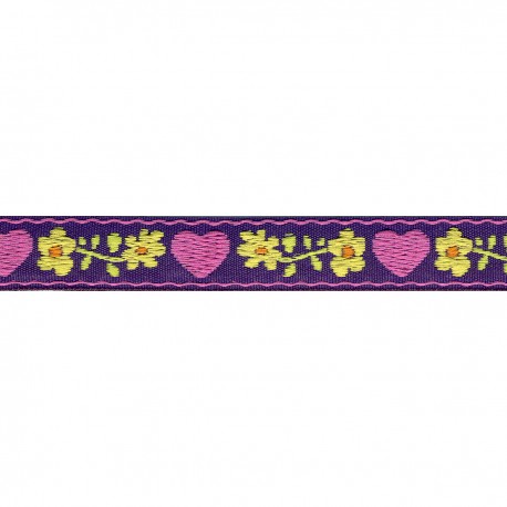 Heart Jacquard Woven Trim - purple